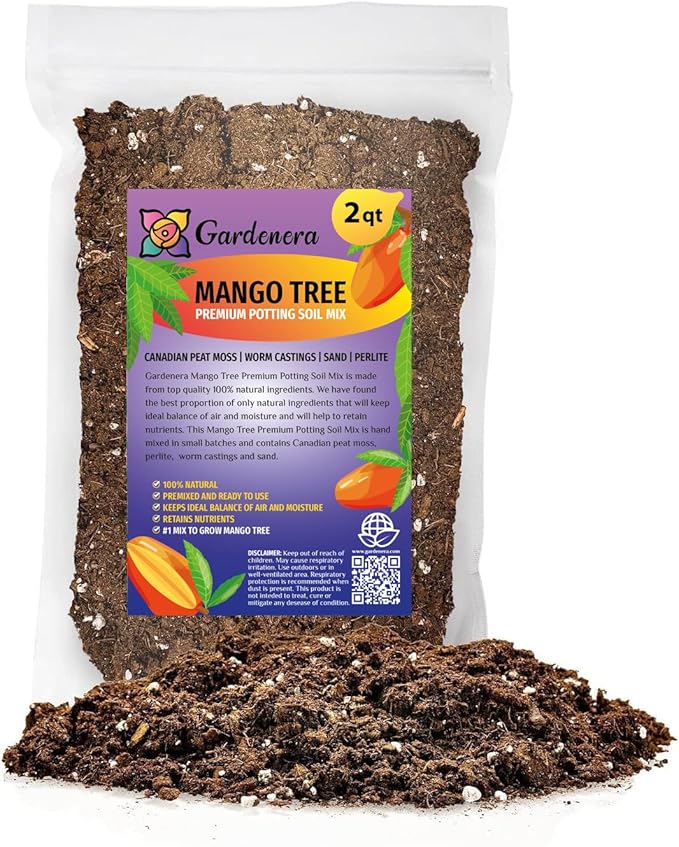Elevate Your Mango Tree Garden with Gardenera's Organic Potting Mix - Tailored for Robust Mango Trees and Flavorful Harvests - 2 Quart-VerdiqueGarden