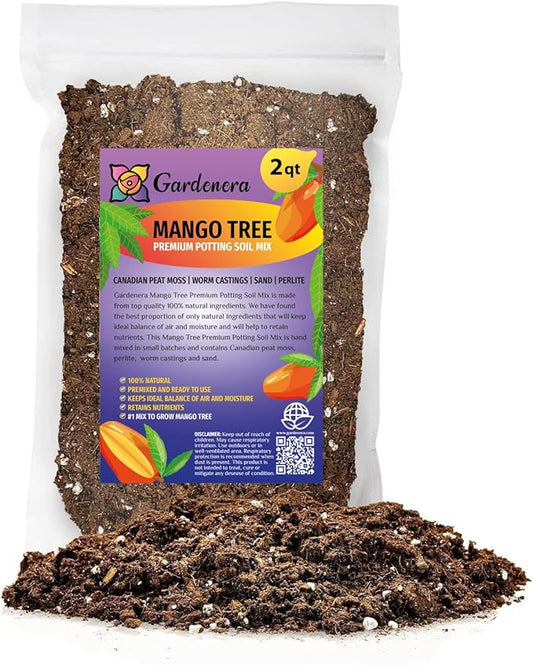 Elevate Your Mango Tree Garden with Gardenera's Organic Potting Mix - Tailored for Robust Mango Trees and Flavorful Harvests - 2 Quart-VerdiqueGarden