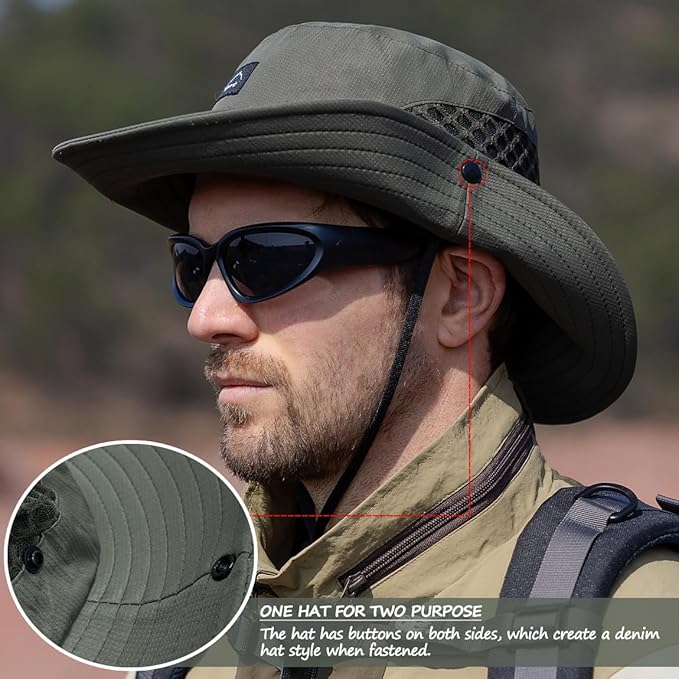 Fishing Hat, UPF50+ Wide Brim Sun Hat for Men Women, UV Protection Hiking Beach Bucket Hats Summer Safari Hat-VerdiqueGarden