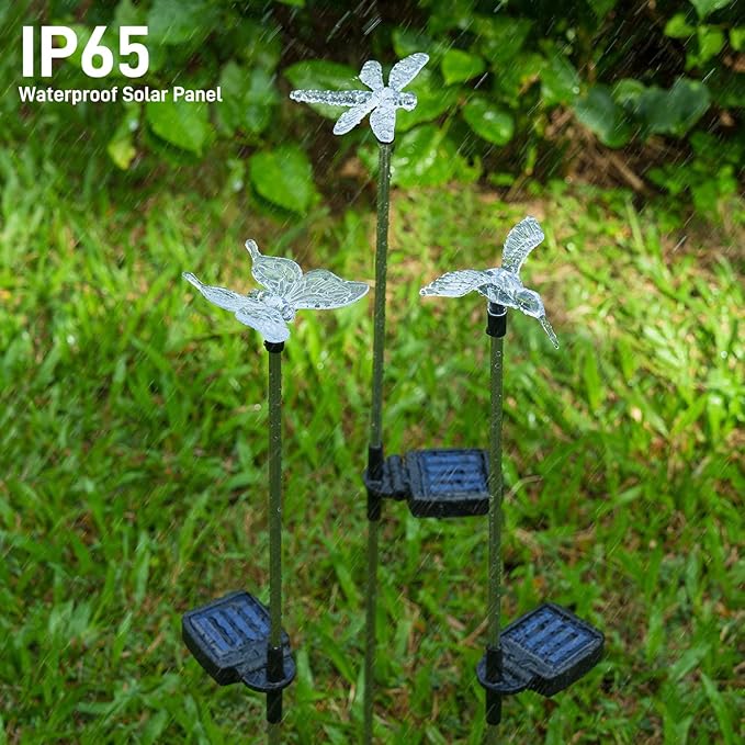 OxyLED Solar Garden Stake Lights 6 Pack Outdoor LED Figurine Lighting Color Changing Waterproof Solar Hummingbird Lights Butterfly Dragonfly for Patio Yard Pathway-VerdiqueGarden