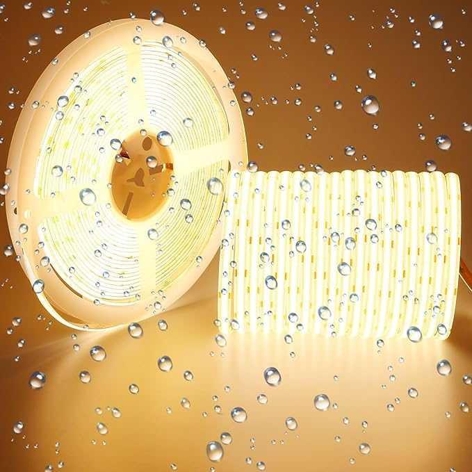 15M/49.2ft 24V COB LED Strip Light Waterproof IP65 Warm White 3000K Uniform Glow 5760LEDs CRI 93+ Flexible LED Tape Lights for DIY Cabinet Bedroom Kitchen Home Decor(No Power Supply)-VerdiqueGarden