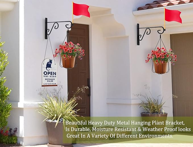 Plant Hanger Hook,2 Pcs Hanging Basket Hooks,6in Metal Wall Plant Hook for Outdoor or Indoor Hanging Flower Baskets,Bird Feeders,Solar Lanterns-VerdiqueGarden