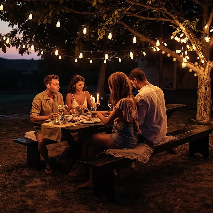 LED Outdoor String Lights, 25FT Outside Waterproof Patio Lights with 12+1 Shatterproof ST38 Edison Bulbs, 2700K Warm White Hanging Light, Dimmable Light for Back Yard Porch Party Gezebo-VerdiqueGarden