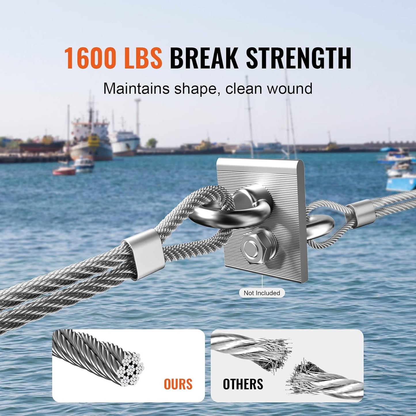 VEVOR 1/8 Stainless Steel Cable, 1000 FT 316 Cable Railing Kit with Cutter and Gloves, 1600 lbs Breaking Strength, 7x7 Strands Marine Aircraft Cable for Handrail Stair Decking Fence Outdoors-VerdiqueGarden