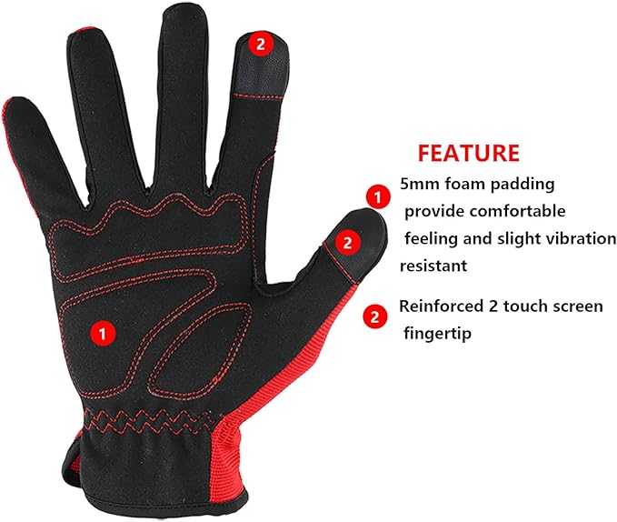 DULFINE High Performance Work Gloves For Men(12 Pairs Pack), High Dexterity Touch Screen For Multipurpose,Excellent Grip (Extra Large)-VerdiqueGarden