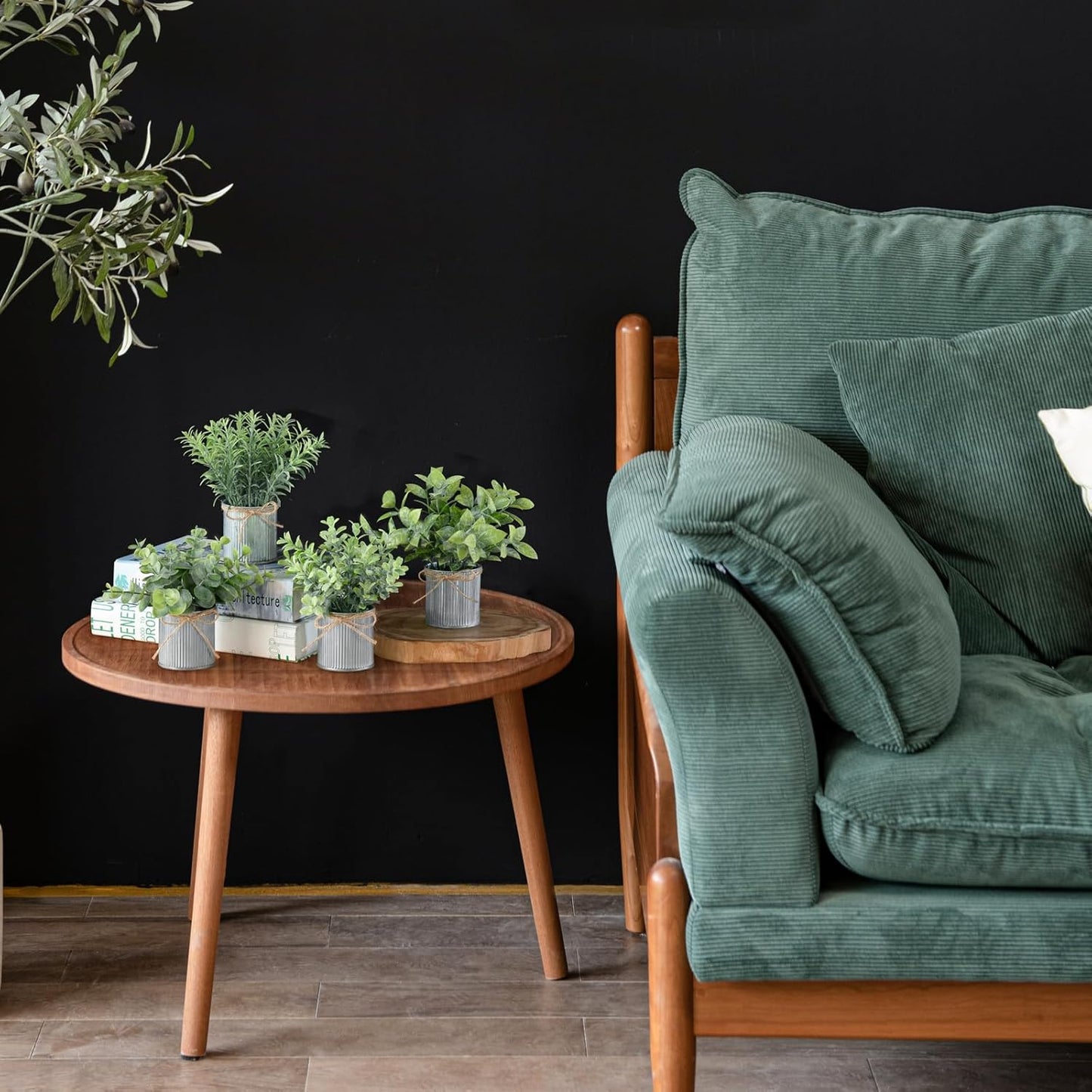 Mkono 4 Packs Small Fake Plants in Farmhouse Galvanized Pots Table Centerpiece Mini Potted Artificial Plants Faux Eucalyptus for Shelf Office Rustic Home Decor-VerdiqueGarden