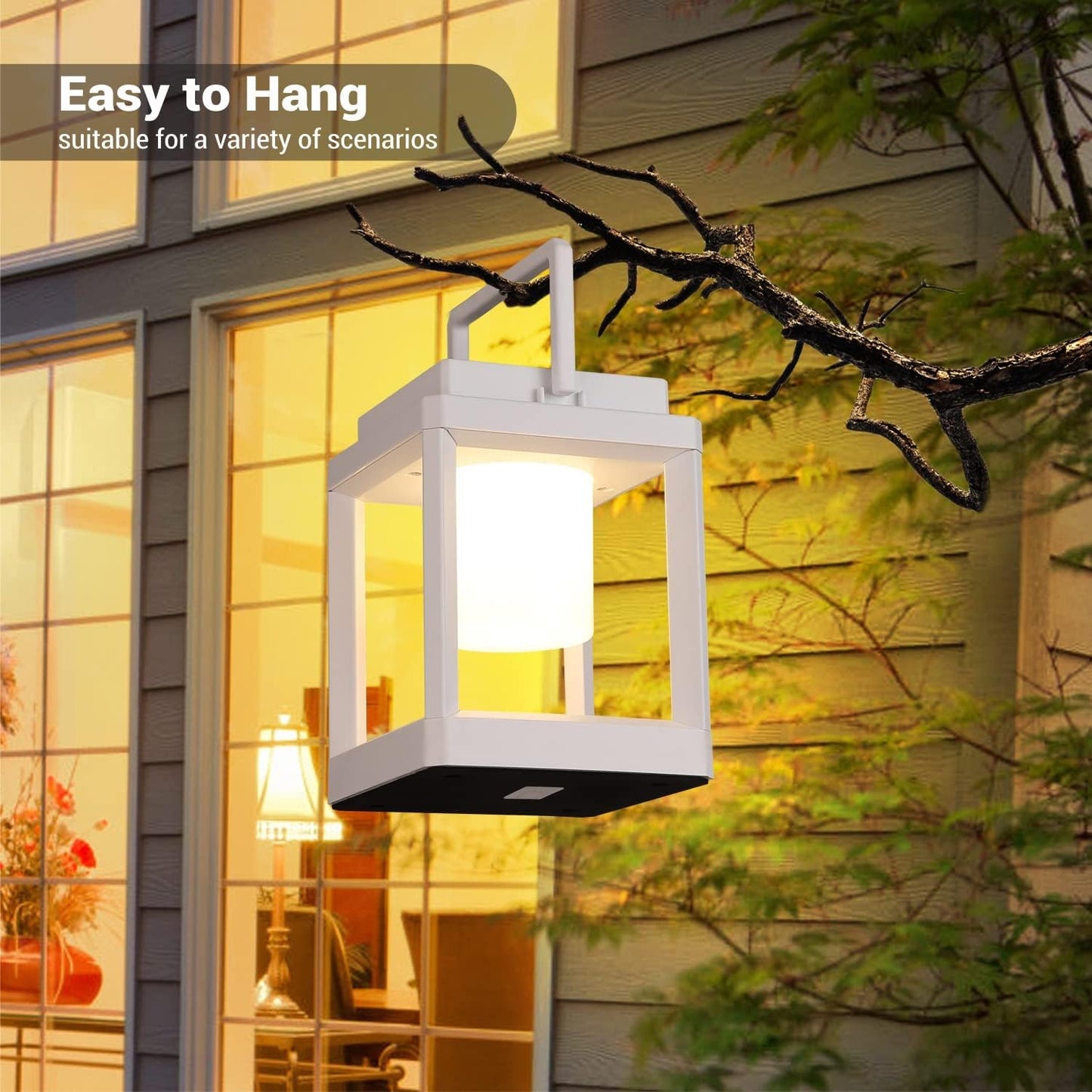 LETRY Outdoor Table Lamp, 3-Level Brightness LED Nightstand Lantern, Portable Rechargeable Solar Lamp IP44 Waterproof, Touch Control Outdoor Cordless Lantern for Patio/Walking/Reading/Camping-VerdiqueGarden