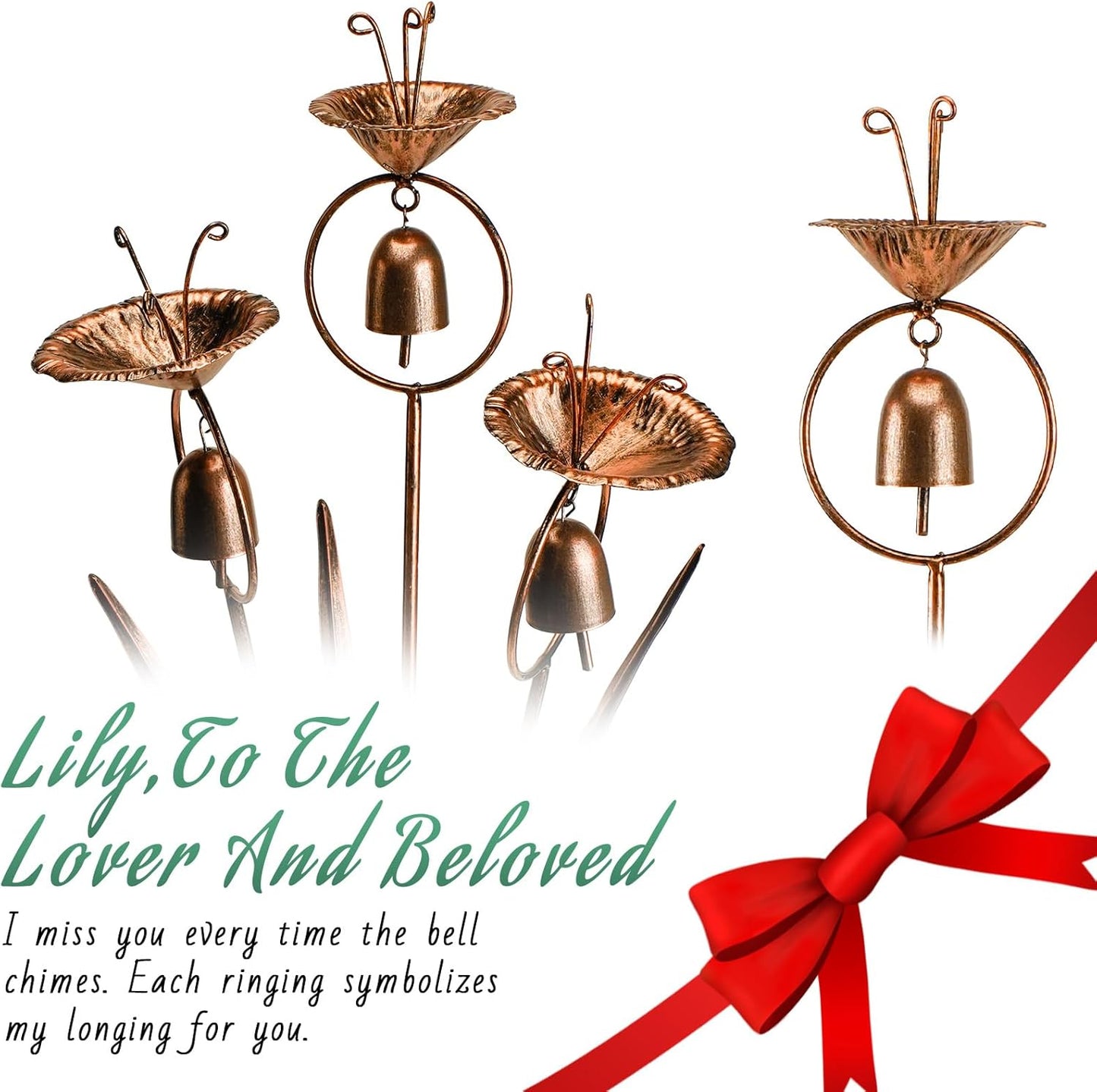 Gardens Metal Calla Lily Flowers with Bells for Outside Yard Art Metal Lilies Bronze-VerdiqueGarden