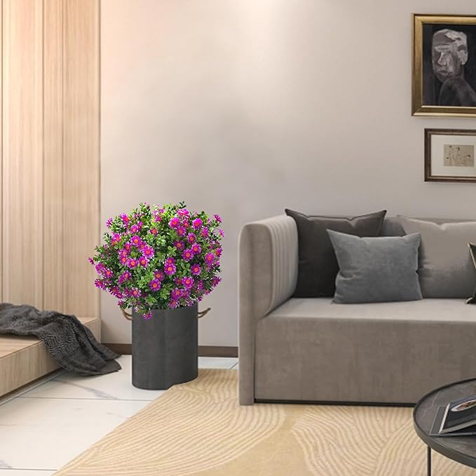 23.6" Artificial Boxwood Topiary Ball Trees with Purple Flowers, Set of 2 UV Resistant No Fade Outdoor Faux Plants with Ground Spike, Fake Shrubs for Garden, Patio, Porch, Yard, Indoor Decor-VerdiqueGarden