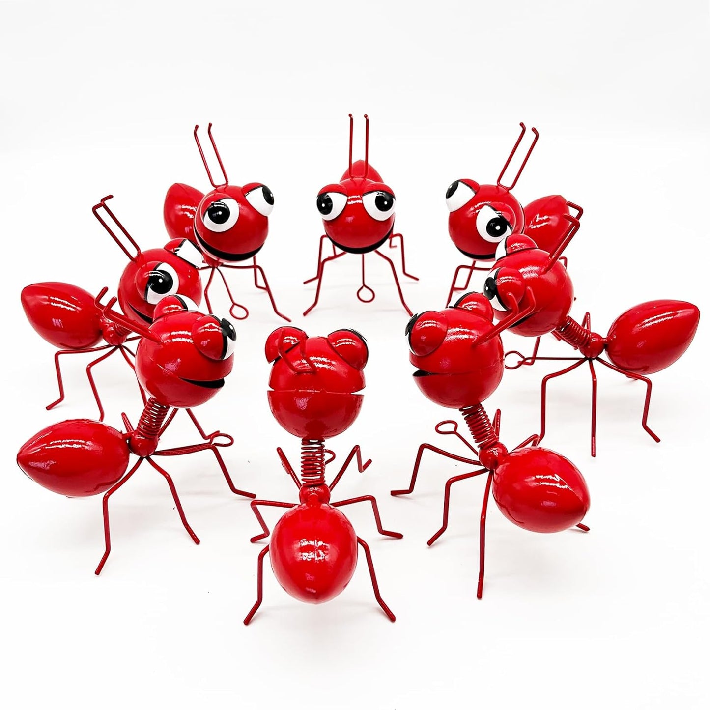 Metal Yard Art Garden Decor for Outside Cute Ants Yard Decorations Outdoor Lawn Ornaments Backyard Gifts for Mom - Set of 8（All Red）-VerdiqueGarden