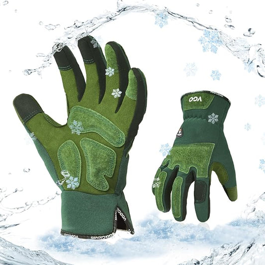 Vgo... Winter Gardening Gloves Women,Safety Work Gloves, Puncture-proof,Thornproof,Touchscreen(1 Pair,M,Green,SL7471FLWP)-VerdiqueGarden