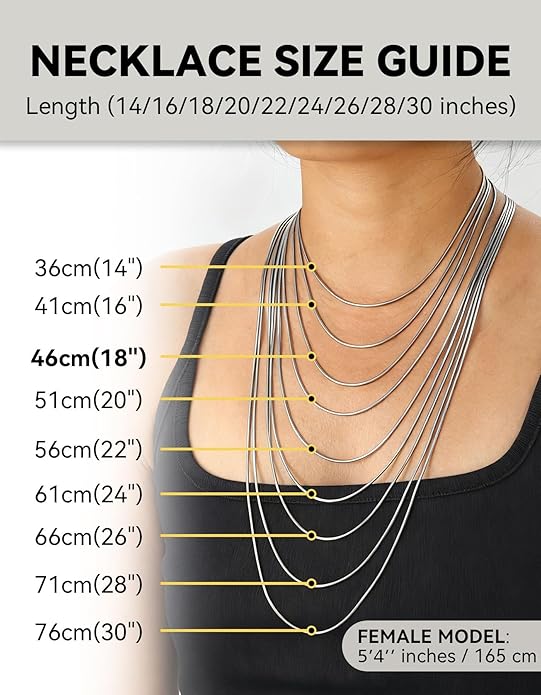 ChainsHouse Snake Chain Necklace for Women 1.2mm, 14-30" Adjustable with 5cm Extender for Pendants Lockets, Rose Gold/Stainless Steel/Black/14K Gold Hypoallergenic Dainty Jewelry Gift