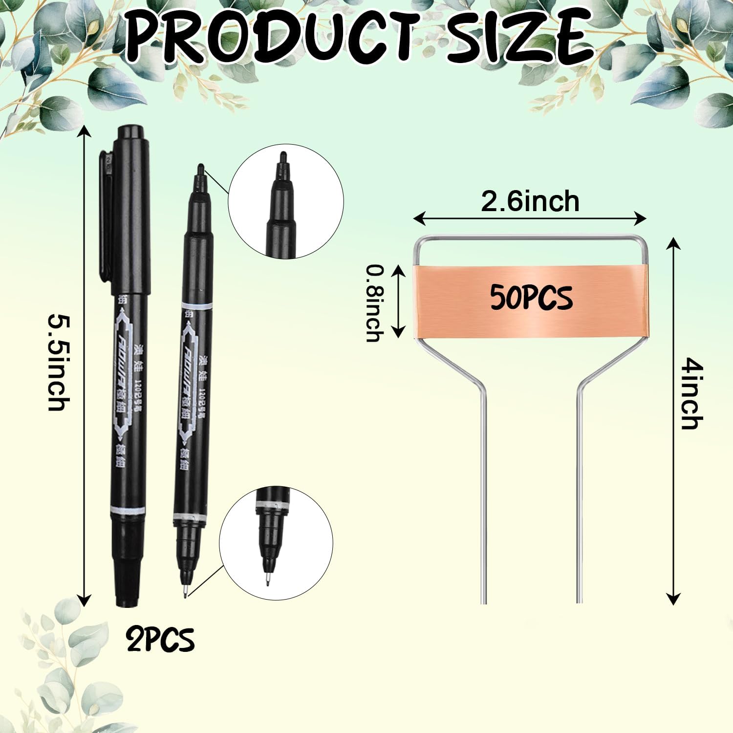 50 PCS Metal Plant Label Stakes Copper Metal Plant Tags 4 Inch Metal Garden Markers Waterproof Copper Plant Metal Labels with 2 Maker Pen for Flowers Garden Plant Vegetables Seedlings, Gold-VerdiqueGarden