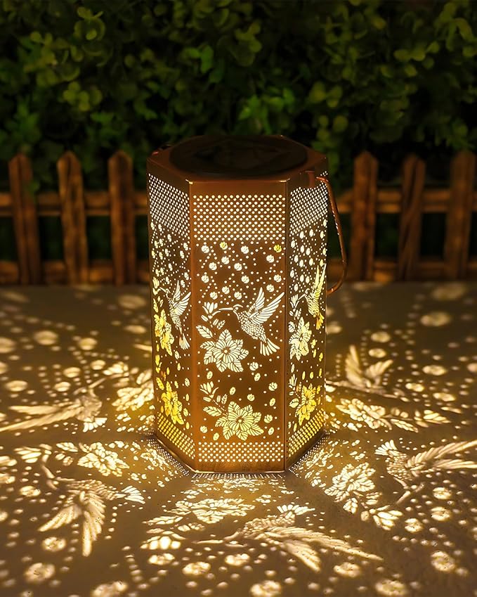 Hummingbird Solar Lantern Outdoor Waterproof - Birthday Gifts for Women Mom Grandma Men, Mothers Day Gifts, Solar Lights Outdoor Hanging Garden Decor for Outside, Patio, Yard, Lawn-VerdiqueGarden