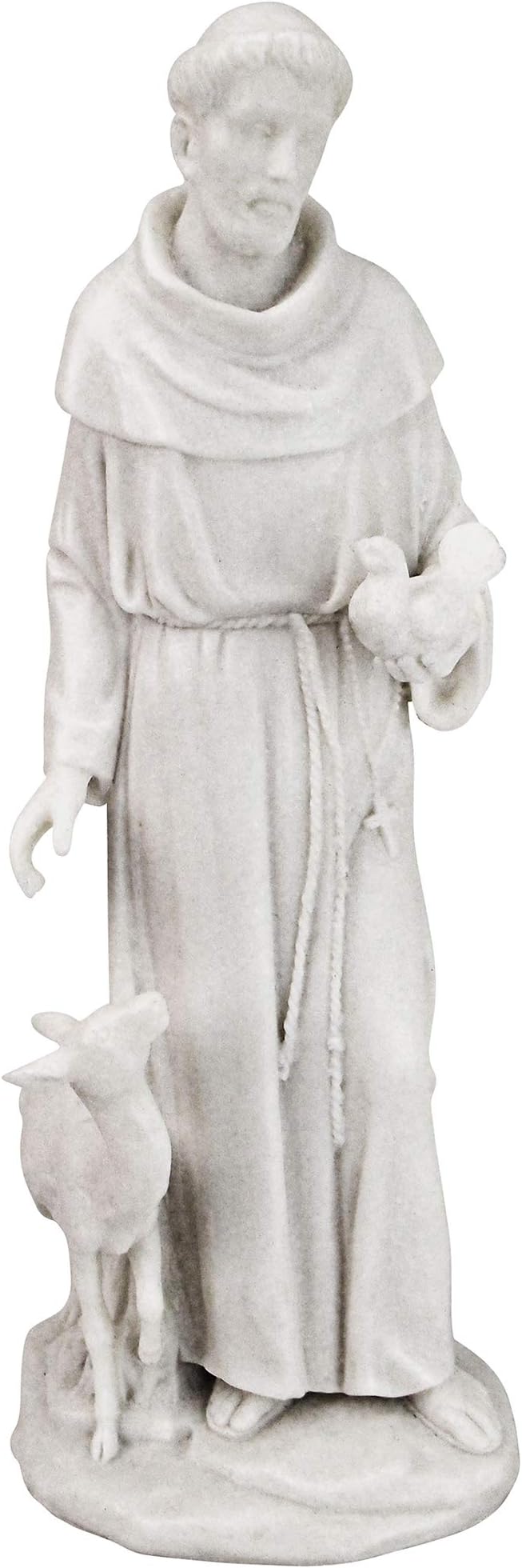 Design Toscano Francis of Assisi, Patron of Animals Religious Statue Figurine, 11 inches tall, Cast Marble Resin, White Finish-VerdiqueGarden
