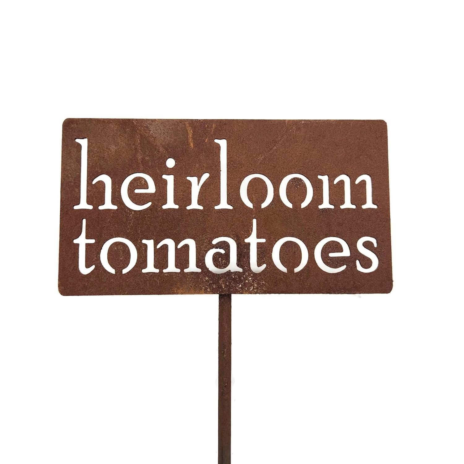 Classic Metal Garden Markers 19 Inches Tall (heirloom tomatoes, Naturally Rusted)-VerdiqueGarden