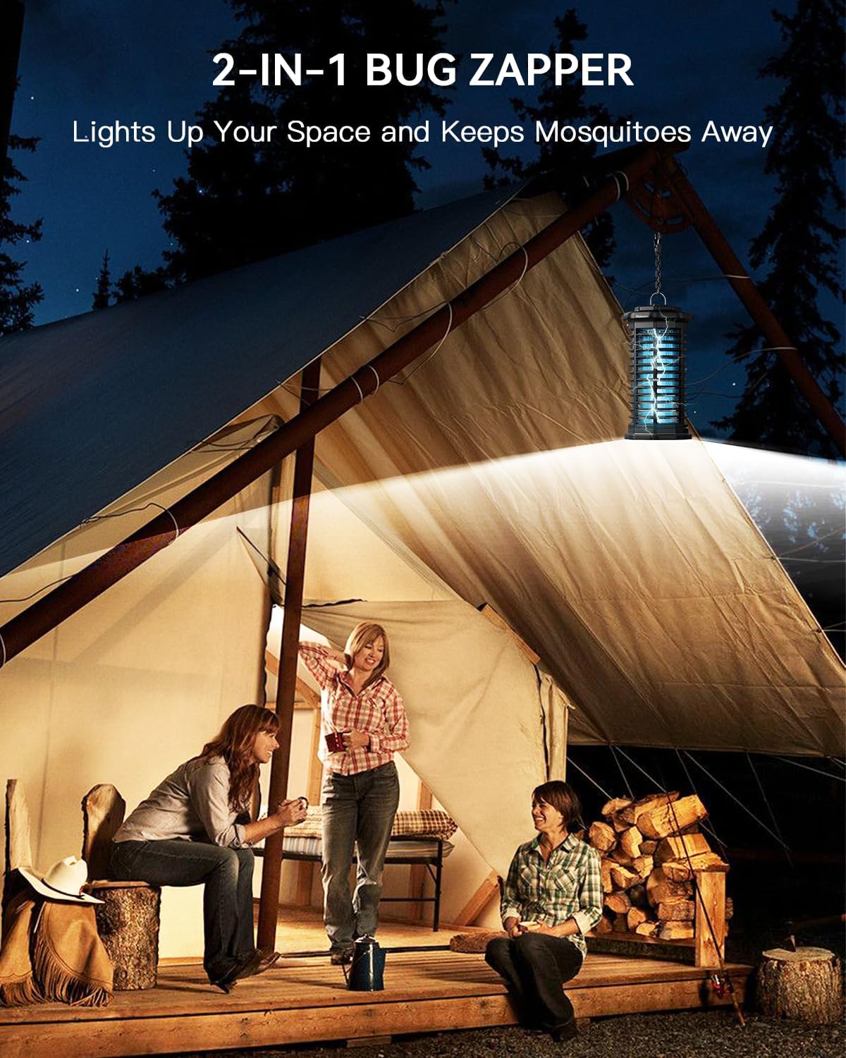 Minimoon Bug Zapper Outdoor 4000V Powerful Electric Mosquito Zapper, 15w Fly Trap Outdoor, IPX4, Corded Fly Zapper for Indoor, Yard, Backyard, Patio, Camping (Black with LED Lighting)-VerdiqueGarden