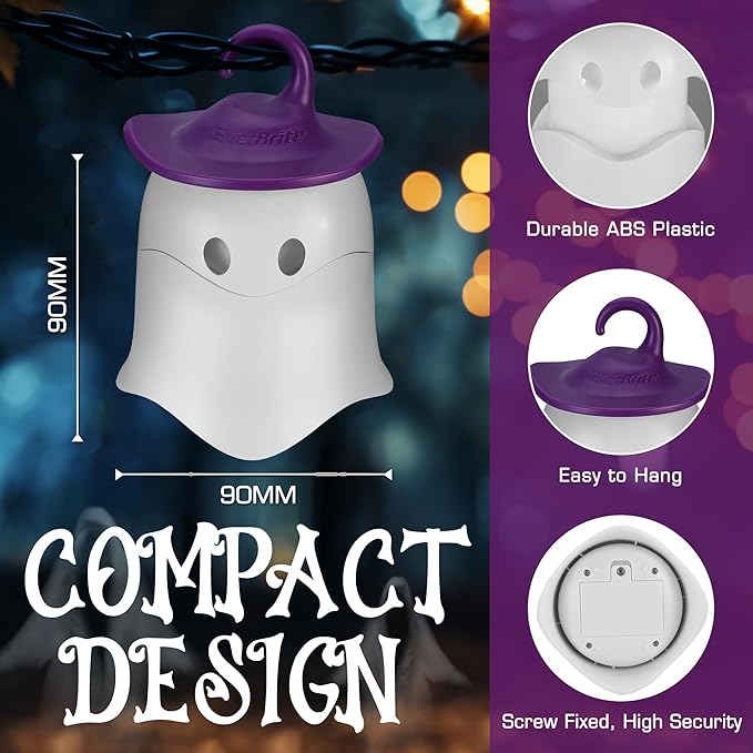 EverBrite 3-Pack Halloween Pumpkin Lantern & 3-Pack Halloween Hanging Ghost Lights-VerdiqueGarden