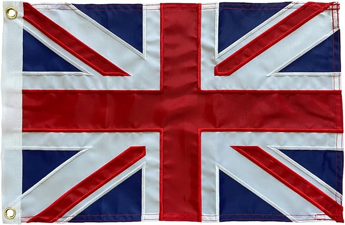 Homissor British Flag 12x18 Union Jack England Boat Flags Embroidered Sewn Stripes United Kingdom 1x1.5 UK Flag Heavy Duty Outdoor-VerdiqueGarden