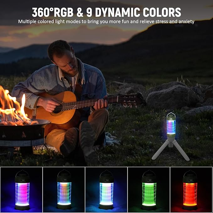 Wurkkos CL01 Camping Lantern Rechargeable, 550LM Waterproof Tent Light with Magnet Base, Up to 300H Runtime,Portable Lantern Flashlight with RGB light,Emergency Camp Light for Hurricane,Hiking,Camping-VerdiqueGarden
