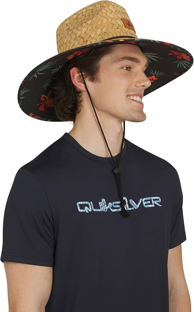 Quiksilver Men's Wide Brim Outdoor Lifeguard Straw Sun Hat-VerdiqueGarden