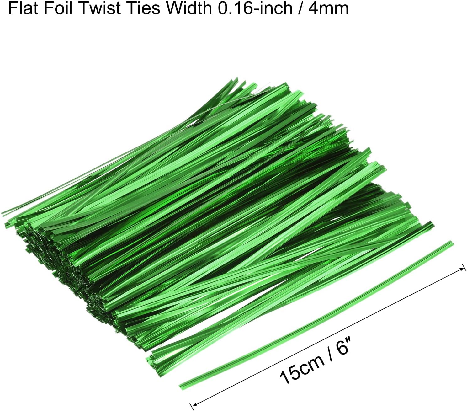 MECCANIXITY Foil Twist Ties 6" 15cm Metallic Plastic Closure Tie for Tying Bread, Candy, Cookies, Gift Bags Arts Crafts Ties Green Pack of 750-VerdiqueGarden