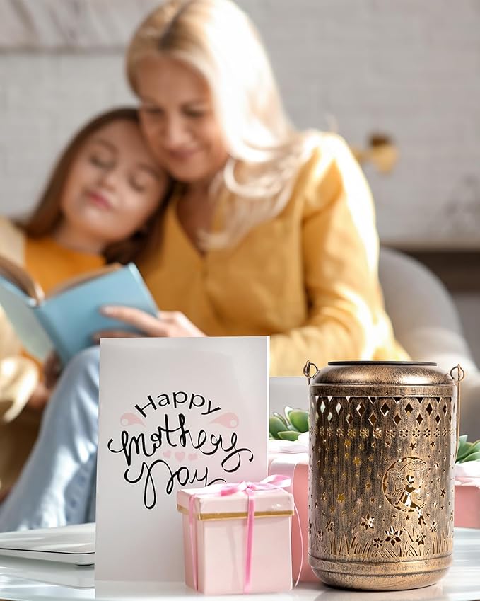 Solar Lanterns Outdoor Hanging Waterproof,Fairy Garden Decor Gifts for Women Mom, Solar Lights Metal Fall Decoration Outside for Yard, Patio,Garden,Backyard,Porch-VerdiqueGarden