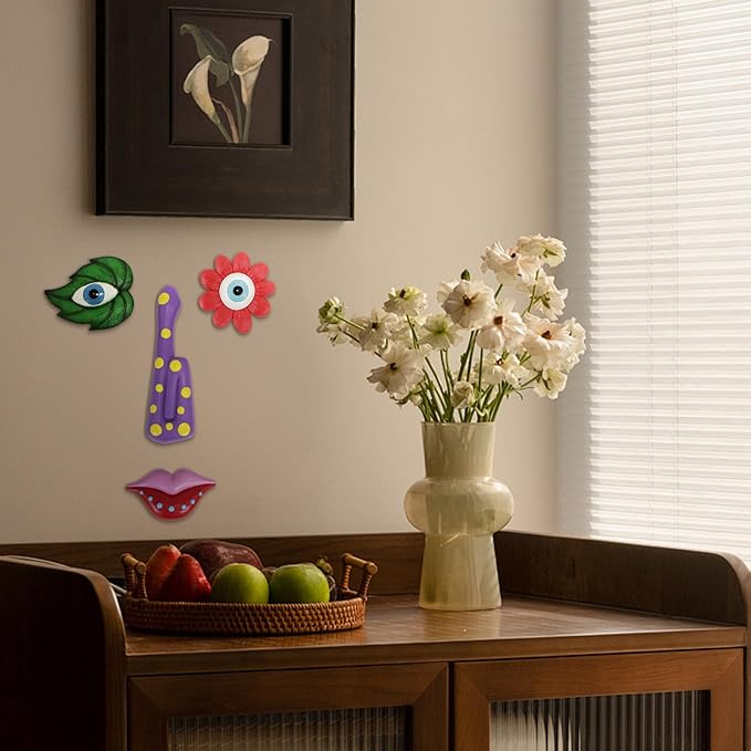 Tree Faces Decor Outdoor,Funny Tree Faces Sculpture,Colorful Fence Decorations Outdoor,Suitable for Yard and Garden Art Décor(1pcs, Colorful Leaves)-VerdiqueGarden