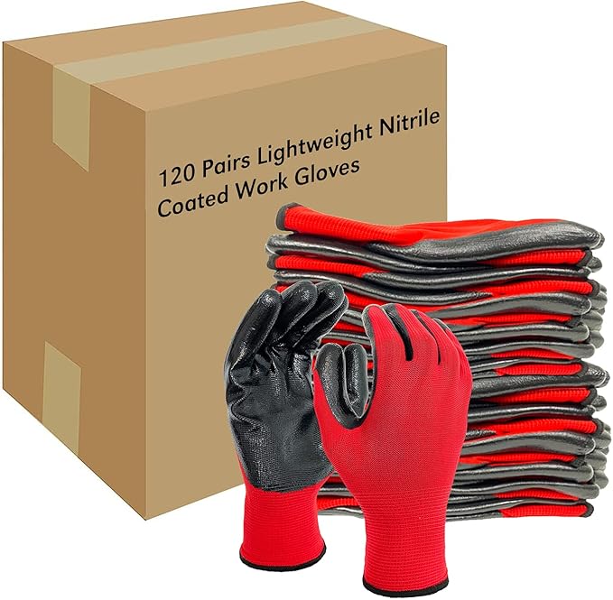 Evridwear Work Gloves with Grip Rubber Coated for Men Women Warehouse Mechanic,12 Pairs Bulk-VerdiqueGarden