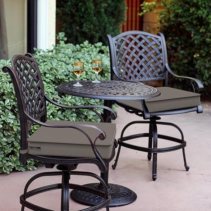 LVTXIII Patio Chair Cushions 19"x19"x3", Water-Repellent Outdoor Seat Cushions for Patio Furniture, Square Chair Pads with Ties for Home Garden Decoration, Set of 2, Dark Grey-VerdiqueGarden