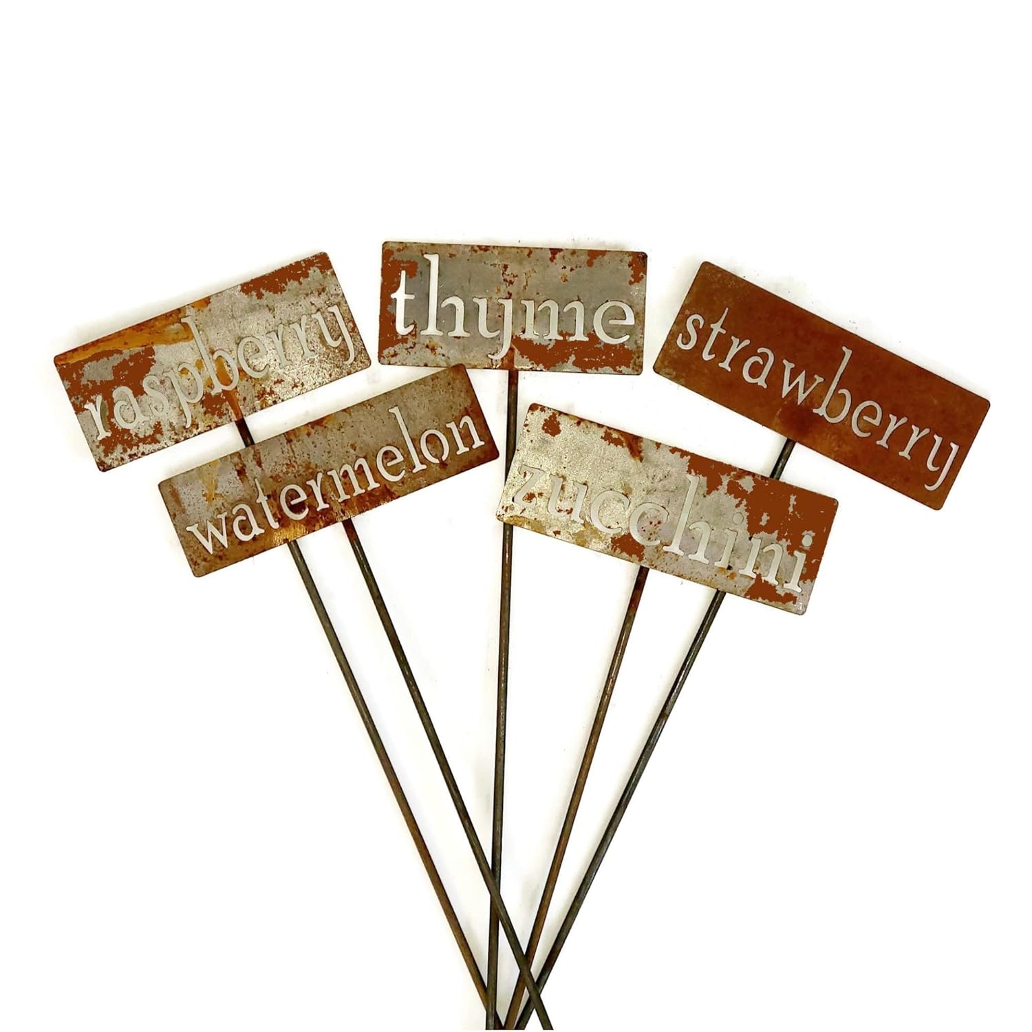 Classic Metal Garden Markers 19 Inches Tall (Bulk Discount 15 Markers, Naturally Rusted)-VerdiqueGarden