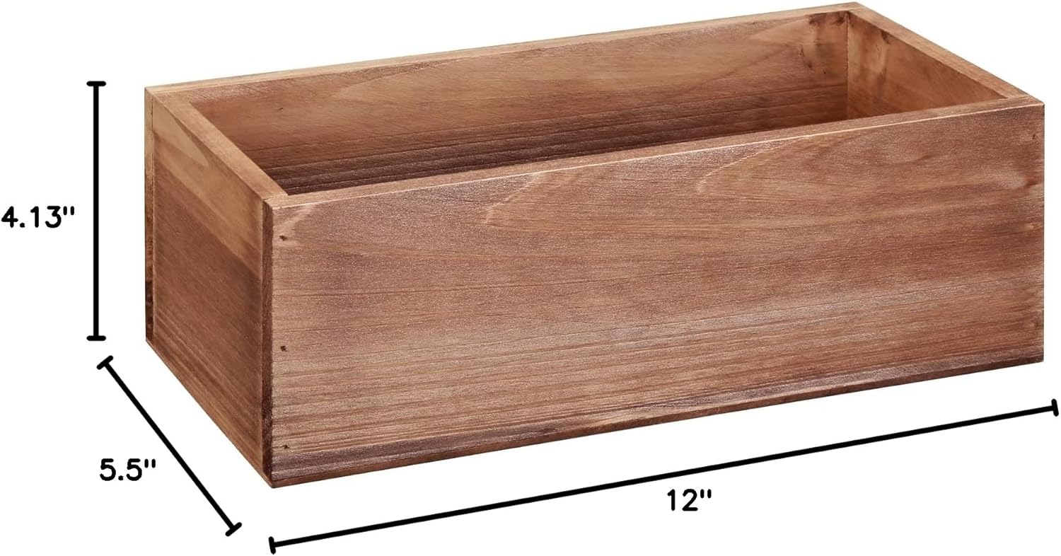 12” Wood Pallet Bin by Make Market - Rustic Crate Boxes for Storage, Decorative Display, Arts & Crafts, Made of 100% Wood - Bulk 4 Pack-VerdiqueGarden