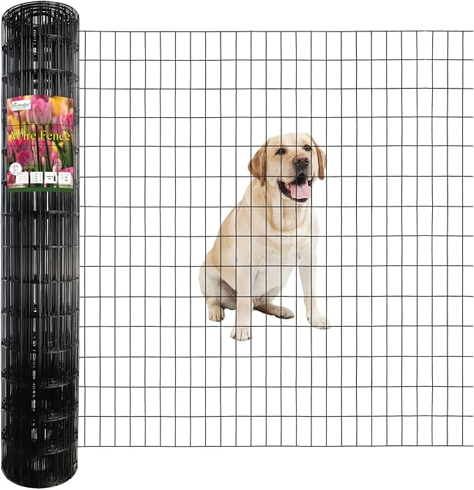 Black PVC Coated Welded Wire Fence 56 Inch x 50 Foot, 2 Inch x 4 Inch 14GA, Garden Border Fencing Roll Vinyl Coating Metal Wire Mesh Hardware Cloth for Yard Vegetable Plant Protection-VerdiqueGarden