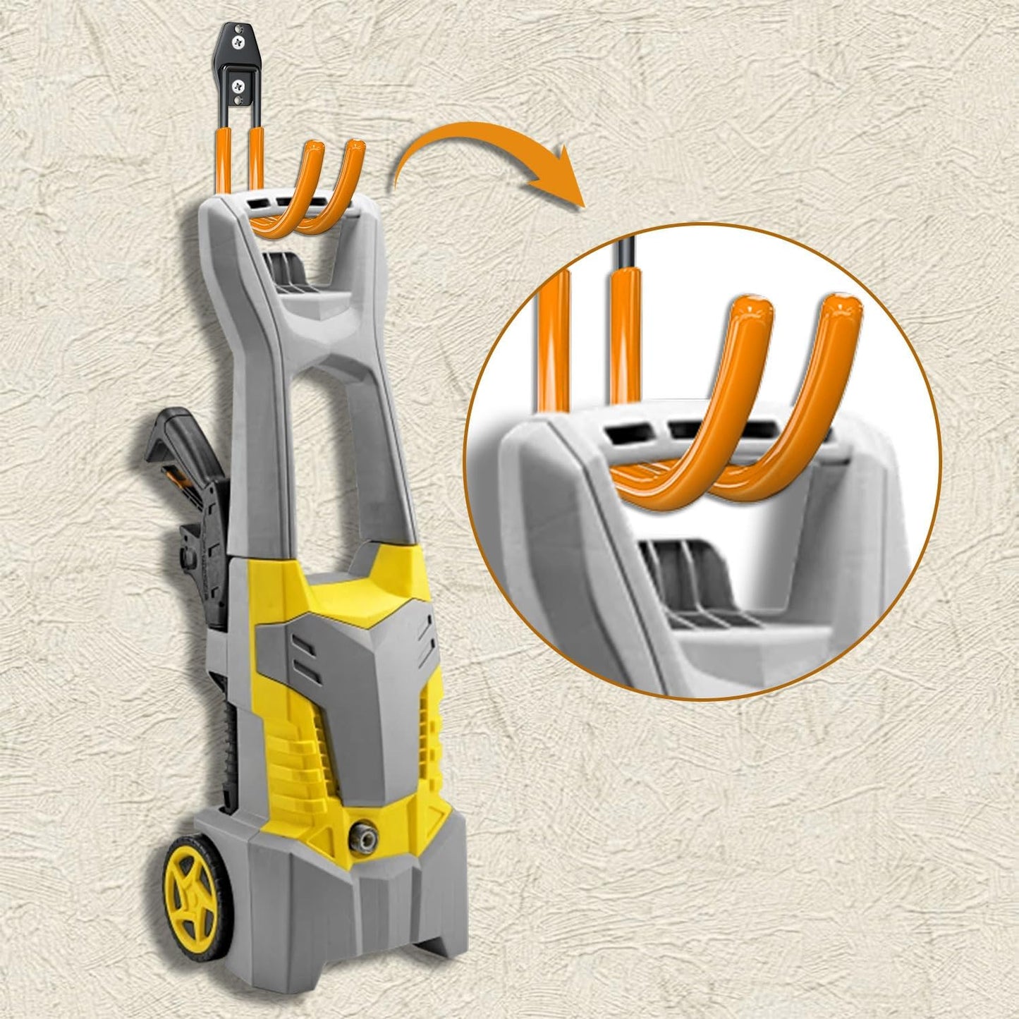 3-H Large Garden Hose Holder Wall Mount 4 Pack,Solid Steel Hose Hanger,Water Hose Holders for Outside,Perfect for Hanging Outdoor Air Hose,Ropes,Pipes,Garden Tools,Ladders,Bikes,Bulk Items(Orange)-VerdiqueGarden