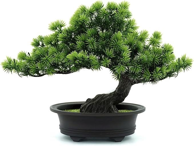 Artificial Plants Greenery Bonsai, Room Decor Fake Bonsai Tree for Home Decor Indoor Bookshelf Office Desk Bathroom Farmhouse Decor, Tall 9.5"-VerdiqueGarden