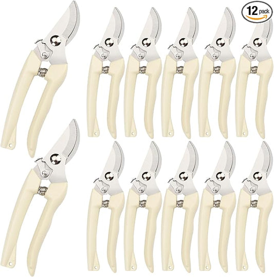 12 Pcs Garden Scissors for Plant, Tip Pruning Shears for Cutting Flowers, Trimming Plants, Bonsai and Fruits Picking (Bypass Blade Pruner)-VerdiqueGarden