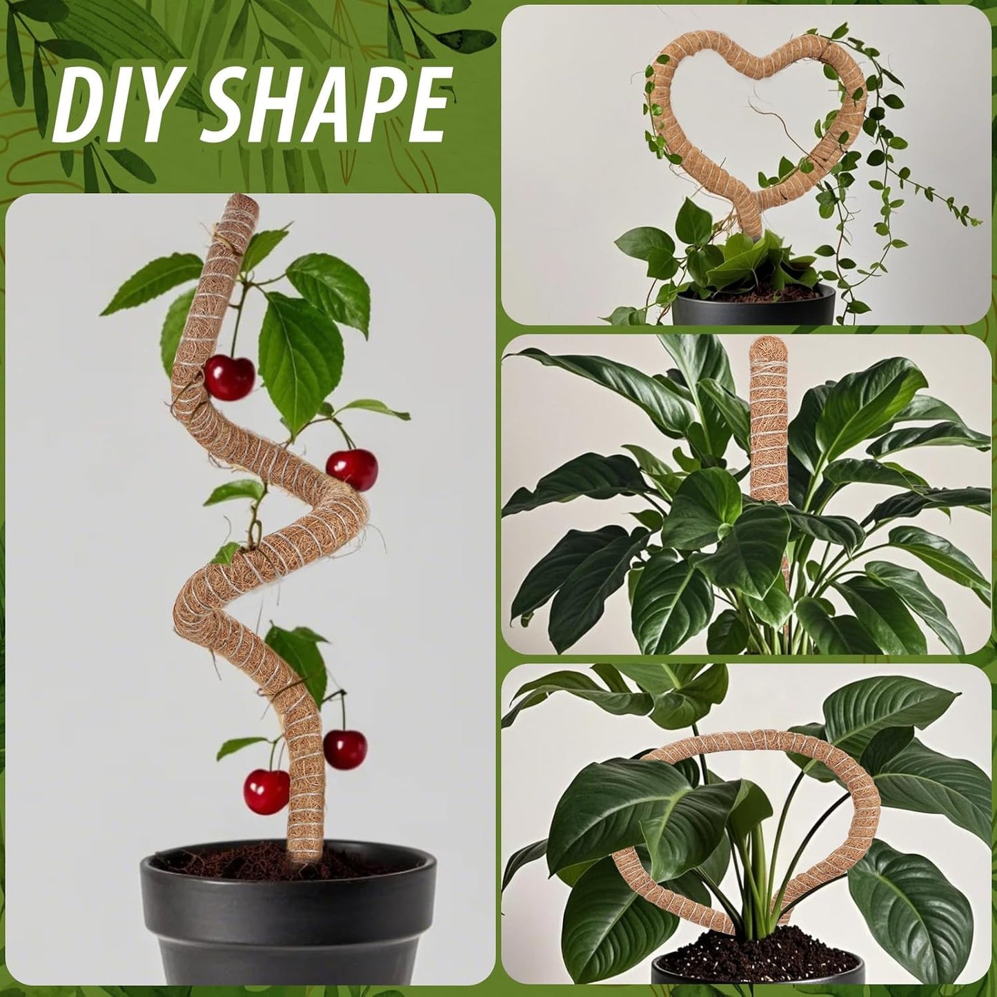 2 Pack Moss Pole, 28 Inch Monstera Plant Support, Moss Poles for Climbing Indoor Plants, Handmade Coco Coir Plant Support Stakes for Potted Plants, Pothos, Philodendron-VerdiqueGarden