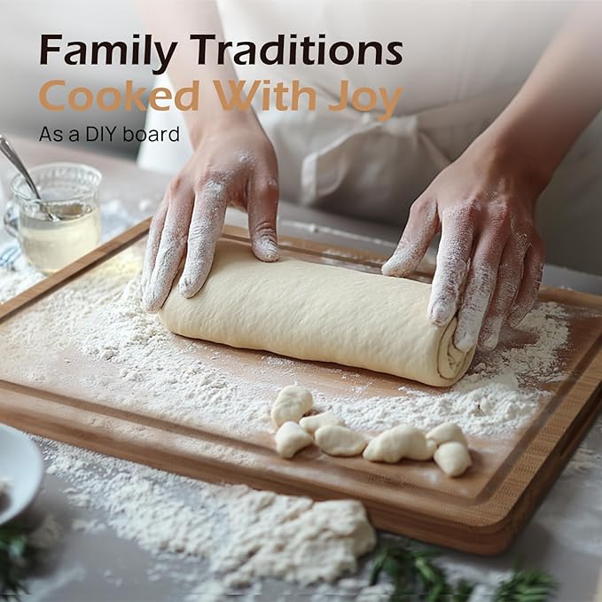 Extra Large Bamboo Cutting Board for Kitchen - 18 Inch Wood XL Cutting Boards with Juice Groove and Handles, Wooden Chopping Board for Meat, Cheese, Fruit & Vegetables (Pre Oiled, Brown)-VerdiqueGarden