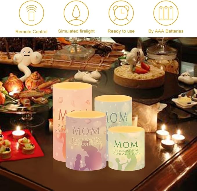 Mother's Day Colorful Flameless Candles Battery Powered with Multicolor Timer Remote Control Everlasting Fake Candles for Party Garden Indoor Outdoor Mother's Day Party Decor for Mom-VerdiqueGarden