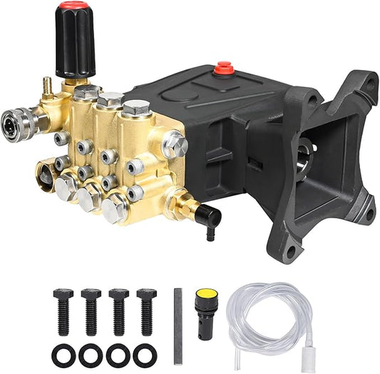YAMATIC Horizontal Triplex Plunger Pressure Washer Pump 1" Shaft 4300 PSI 4.2 GPM, Replacement for Simpson AAA 90034, 90039,90038, Honda GX340, GX390, GX270 for Industrial Gas Powered Washers-VerdiqueGarden