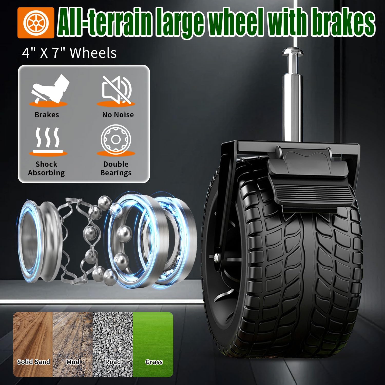 52" L Collapsible Wagon Cart Foldable, 300L 560lbs Weight Capacity, Heavy Duty Beach Wagon with Big Wheels, Shopping Carts for Grocery, Camping, Shopping, Beach, Garden Cart-VerdiqueGarden