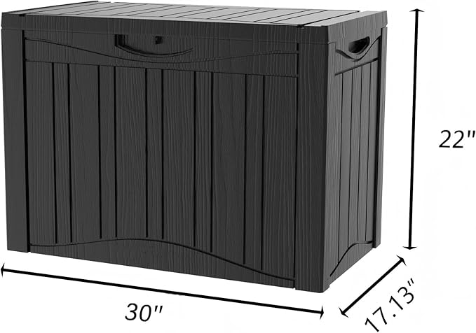 45 Gallon Outdoor Storage Box Waterproof Lockable Resin Deck Box Large, Patio Storage Bin for Pool Accessories Cushion Furniture, Garden Tools, UV-Resistant Outside Delivery Black-VerdiqueGarden