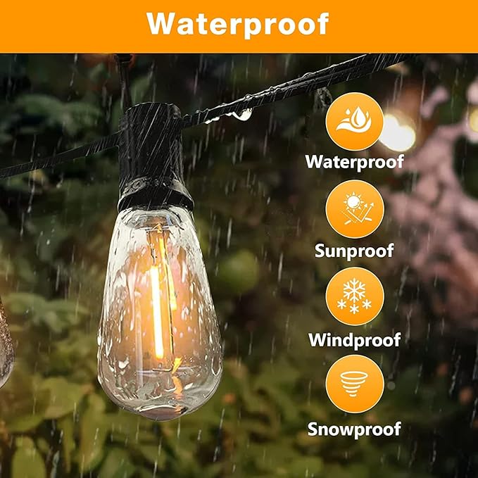 GLUROO String Lights for Outside 120FT, 60+4 Pcs Vintage Bulbs LED Outdoor Edison String Lights Waterproof, Shatterproof Connectable Patio Lights Outdoor, Dimmable Hanging Lights for Backyard, Bistro-VerdiqueGarden