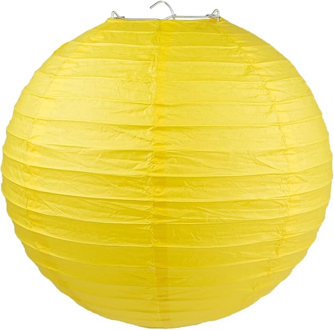 WYZworks Round Paper Lanterns 10 Pack (Yellow, 14") - Hanging Paper Lanterns Lamp for Wedding, Birthday, Party and Home Decorations with 8", 10", 12", 16" Option-VerdiqueGarden