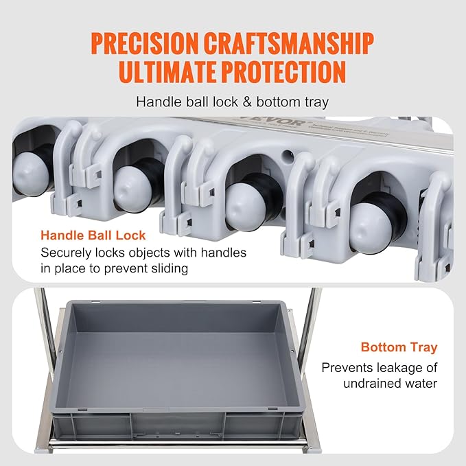 VEVOR Garden Tool Organizer, 10 Slots with Hooks, Yard Tool Tower Rack with Wheels for Garage Organization and Storage, Hold Long-Handled Tool/Rake/Broom, Metal Tool Stand Holder for Shed, Outdoor-VerdiqueGarden