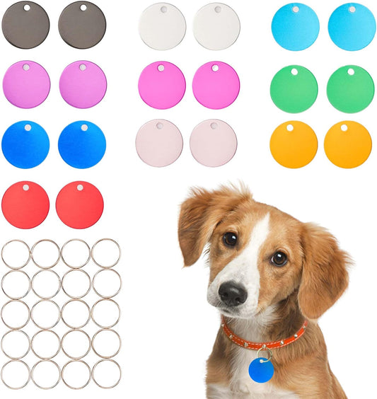 [Press TX Art] Multicolor Blank Discs Aluminum Tag Anodized Aluminum Stamping Blanks for DIY Decorative Craft Pet Dog ID Tags Blank with Ring (Round)-VerdiqueGarden