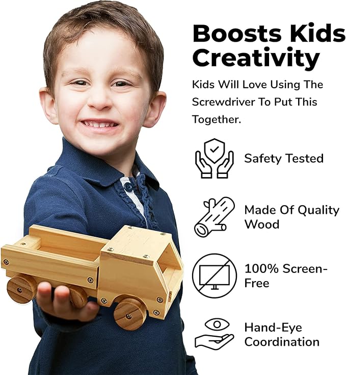 Kraftic Woodworking Building Kit for Kids and Adults, with 6 Educational Arts and Crafts DIY Carpentry Construction Wood Model Kit Toy Projects for Boys and Girls-VerdiqueGarden