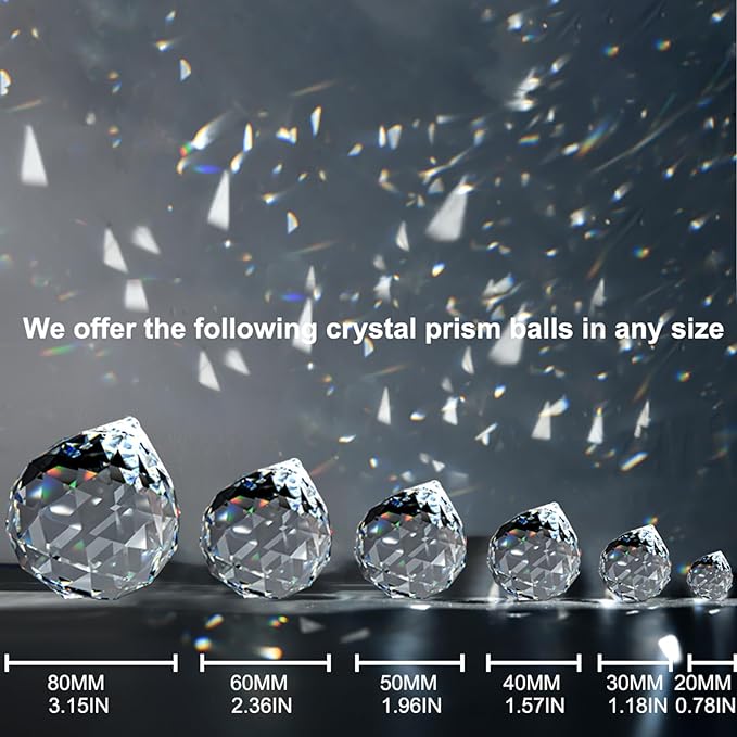 MerryNine 60mm Clear Crystal Ball Prism Sun Shine Catcher Rainbow Pendants Maker, Hanging Crystals Prisms for Windows, for Feng Shui, for Gift(60mm/2.36" 1pack)-VerdiqueGarden
