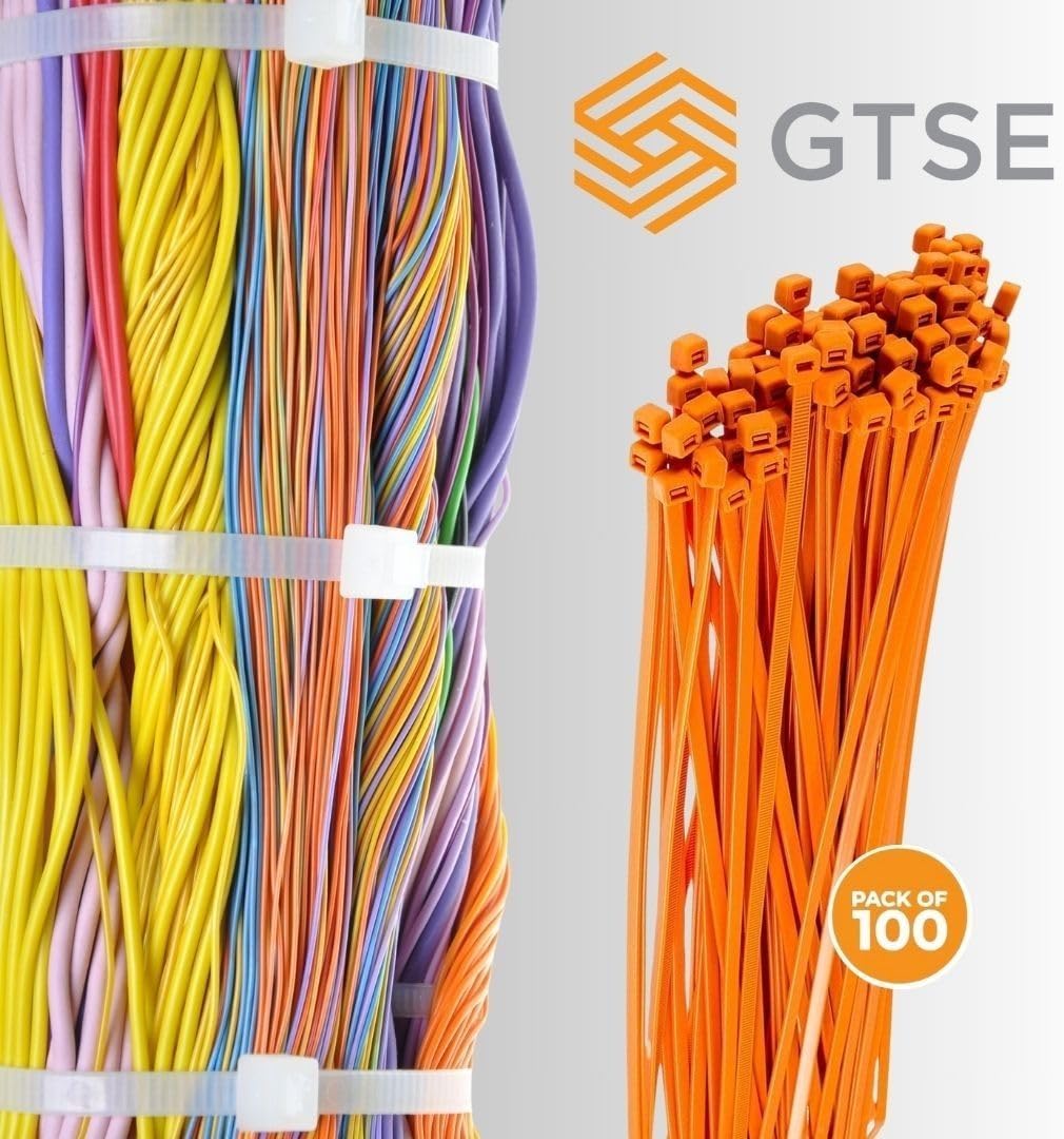 GTSE 6 Inch Orange Zip Ties, 100 Pack, 40lb Strength, UV Resistant Strong Nylon Cable Ties, Self-Locking 6" Tie Wraps-VerdiqueGarden