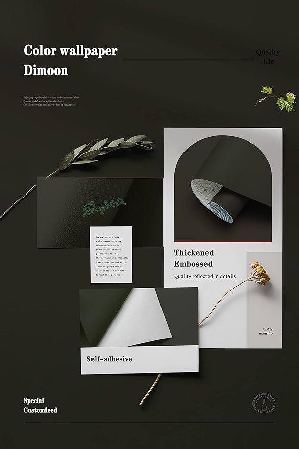 Dimoon 118''x17.7'' Green Peel and Stick Wallpaper Contact Paper Modern Self Adhesive Wall Paper Removable Renter Friendly Textured Solid Color Shelf Cabinet Vinyl Roll (118''x17.7'',Retro Green)-VerdiqueGarden